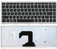 Клавиатура для ноутбука Lenovo U410 черная с серебристой рамкой