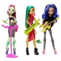 Набор кукол Monster High Пугающие Рокеры Клодин Вульф, Венера МакФлайтрап и Джинафаер Лонг, 26 см, DJB92