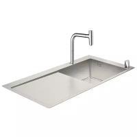 Врезная кухонная мойка hansgrohe C71-F450-07, 51х104.5см, нержавеющая сталь