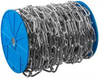 Цепь длиннозвенная, DIN 763, оцинкованная сталь, d=8мм, L=18м, ЗУБР Профессионал 4-304030-08
