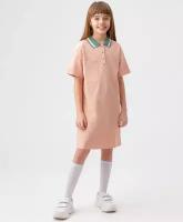 Платье Button Blue, хлопок, однотонное, размер 140, розовый