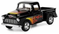 Металлическая машинка Kinsmart 1:32 1955 Chevy Stepside Pick-up (С принтом) KT5330DF, инерционная / Черный