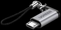 Адаптер UGREEN US282 (50590) USB-C Female to Micro USB Male Adapter. Цвет: серый