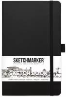 Скетчбук для рисования и скетчинга SKETCHMARKER 140г/м2 13х21см. 160 страниц цвета слоновой кости, твердая обложка, цвет: черный