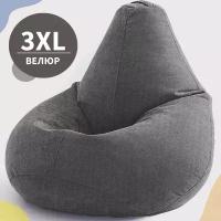 Кресло-мешок Груша, MyPuff,размер XXХL-Стандарт, мебельный велюр, серый