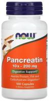 Капсулы NOW Pancreatin 10X, 80 г, 200 мг, 100 шт