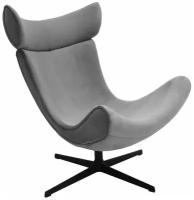 Кресло мягкое TORO серое, искусственная замша, для отдыха взрослое крутящееся на ножке, офисное для руководителя, интерьерное для дома в гостиную