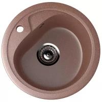 Каменная мойка для кухни врезная EcoStone ES-10, 440 мм, круглая, цвет терракот/Раковина для кухни