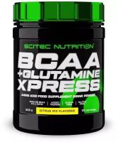 Аминокислоты BCAA 2:1:1, глютамин и таурин Scitec Nutrition BCAA+Glutamine Xpress, 5000 мг в порции, порошок 300 г, цитрусовый микс