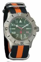 Мужские наручные часы Восток Командирские 350746-black-orange, нейлон, оранжевый/черный