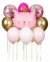 Фонтан из шаров на день рождения Кошечка принцесса
