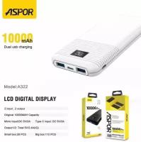 Портативный аккумулятор Aspor A322 10000 мАч / Power bank для IOS, Android белый