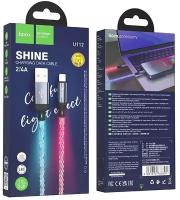 Usb Кабель-зарядка Lightning Hoco U112 2.4A 1м LED черный