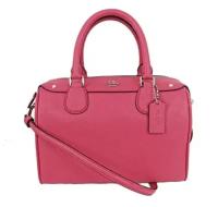 Сумка Coach розовая на двух ручках с серебряной фурнитурой F57521 Crossgrain Leather Mini Bennet Satchel - Pink