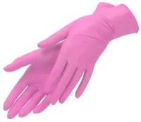Перчатки нитриловые одноразовые 100 штук/50 пар, розовые XS