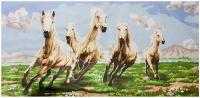Канва GOBELIN DIAMANT "Табун белых лошадей", жесткая, с рисунком