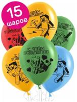 Воздушные шары латексные Riota Пиксели, С Днем Рождения!, 30 см, 15 шт