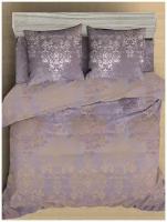 Постельное белье Amore Mio Макосатин Bronzo, 2 спальный комплект, микрофибра, фиолетовый, сиреневый с орнаментом