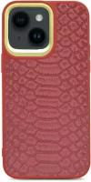 Чехол iPhone 14 6.1" полиуретановый Kajsa Snake Pattern бургундская красная змея