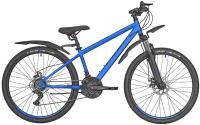 Подростковый горный дисковый 26" рост 140-155см 21 скоростей синий рама 14" MTB велик раш гоночный велоспорт хардтейл hardtail 8 лет 9 лет 10 лет SHIMANO скоростной велосипед RUSH HOUR NX 615