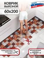 Коврик в кухню на пол вырезной нескользящий Icarpet PRINT 60х200 Пэчворк Шкурки 101