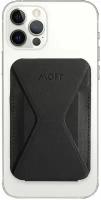 Чехол-бумажник из веганской кожи с подставкой и поддержкой MagSafe MOFT Snap-on Phone Stand & Wallet (Чёрный янтарь / Jet Black)