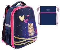 Школьный ранец для девочек "Китти", синий, 2 отделения, объем 10 л
