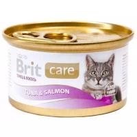 Влажный корм для кошек Brit Care, с лососем, с тунцом (кусочки в соусе)