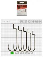 Metsui, Крючки Offset Round Worm, №4/0, bln, 6шт