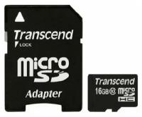 Карта памяти Transcend Premium microSDHC 16Gb UHS-I Cl10 + адаптер, TS16GUSDHC10