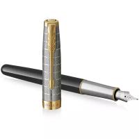 PARKER перьевая ручка Sonnet Premium F537, F, черный цвет чернил, 1 шт