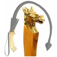 Подарки Казачья нагайка "Лошадь" из кожи с латунным навершием (85 см)