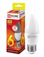 Светодиодная LED лампа IN HOME LED-СВЕЧА-VC 6Вт 230В Е27 3000К 480Лм 4690612020402