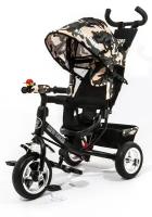 Велосипед-коляска трехколесный детский KIDS TRIKE E10 10"/8" (Пластиковые колеса) хаки с родительской ручкой для малышей от 1 до 3 лет / коляска для мальчика и девочки