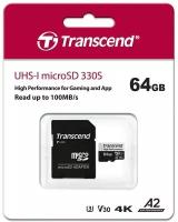 Флеш-накопитель Transcend Карта памяти Transcend 64GB UHS-I U3 A2 microSD microSD w/ adapter