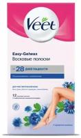 Veet восковые полоски Easy-gelwax для чувствительной кожи с ароматом василька