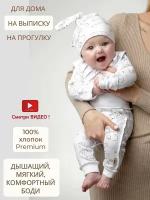 Детское боди Bebo для новорожденных малышей с длинным рукавом, зайчики и птички, размер 62