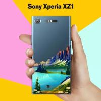 Силиконовый чехол на Sony Xperia XZ1 Озеро и горы / для Сони Иксперия ИксЗ 1