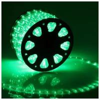 LED шнур Luazon Lighting 11 мм, круглый, 100 м, фиксинг, 2W-LED/м-24-220V, набор для подключения зеленый (767710)
