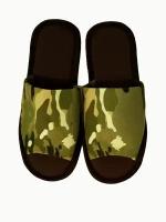 Туфли комнатные (тапочки) мужские, арт. 54, зеленый камуфляж, размер 44