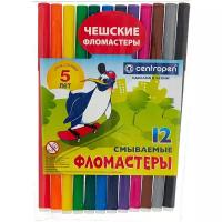 Фломастеры Centropen 12 цветов "Пингвины", смываемые, вентилируемый колпачок, 7790/12ET, 7 7790 1286