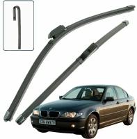 Дворники BMW 3-Series E46 БМВ 3 серии Е46 седан рест 2001 2002 2003 2004 2005 Щетки стеклоочистителя бескаркасные к-т 2шт, 600мм-480мм