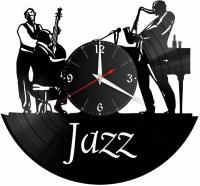 Часы из винила Redlaser "Музыка (Jazz), саксофонист, муыкальный инструмент, джаз" VW-10886