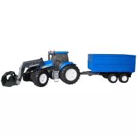 Трактор Bruder New Holland T8040 с ковшом и прицепом (01-993) 1:16, 73 см