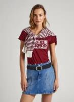 Pepe Jeans London, Футболка женская, цвет: бордовый, размер: M