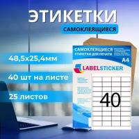 Этикетка самоклеющаяся в формате А4 для печати на принтере бирок 48,5х25,4 25 листов. Бумажная матовая самоклейка a4 для маркировки