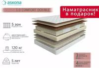 Ортопедический матрас, Анатомический матрас ASKONA Comfort Double/Комфорт Дабл, С зональным пружинным блоком, 180х200 см