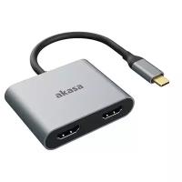 Сплиттер Akasa USB Type-C - 2xHDMI AK-CBCA26-18BK