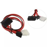 Переходник/адаптер GCR microSATA 16 pin - SATA II 7 pin - Molex 4 pin (GC-ST307), 0.5 м, красный/черный