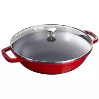 Вок Staub со стеклянной крышкой, вишневый, 30 см, 4,4 л